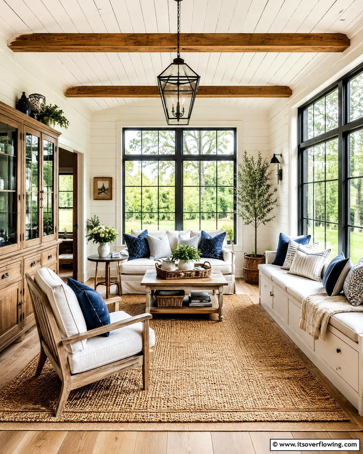 Bright Farmhouse Getaway - 30 Farmhouse Sunroom Ideas for Cozy and Light-Filled Relaxation