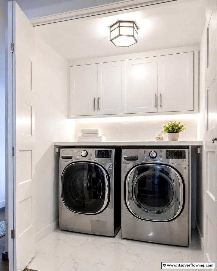 Bright Lighting Fixtures - 25 Laundry Closet Ideas for Small Spaces