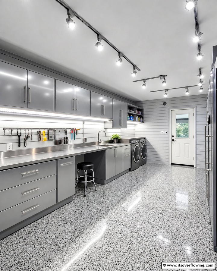 Bright Lighting Fixtures - 25 Functional Garage Laundry Room Combo Ideas
