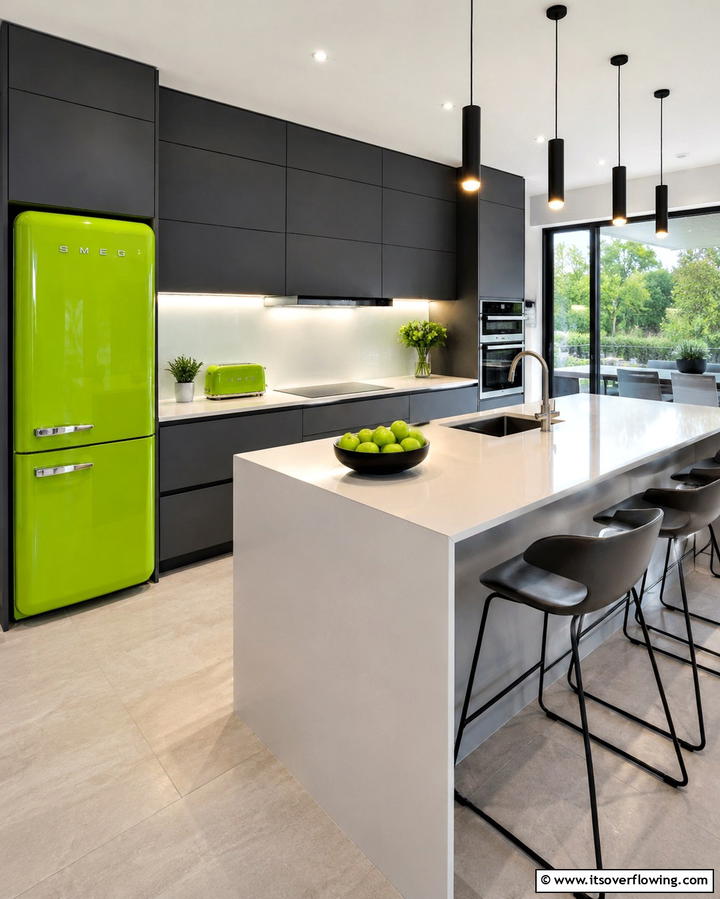 Bright Lime Green Appliances for a Contemporary Twist - 25 Stylish Kitchen With Colored Appliances Ideas