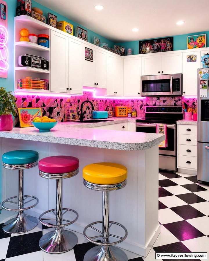 Bright Neon Accents - 25 1980s Kitchen Ideas for a Retro Revival