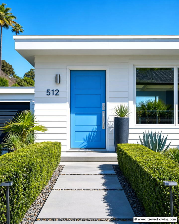 Bright Sky Blue - 30 Retro Mid-Century Front Door Colors to Boost Curb Appeal