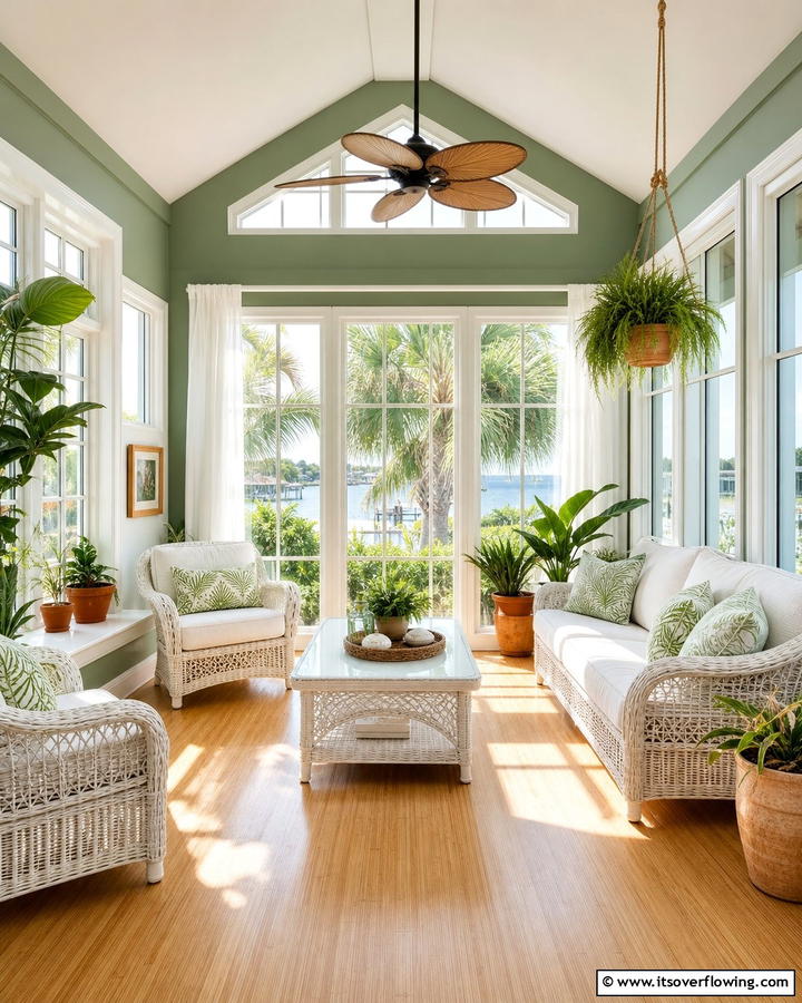 Bright Sunroom Escape - 21 Sage Green Paint Inspirations for Calming Interiors