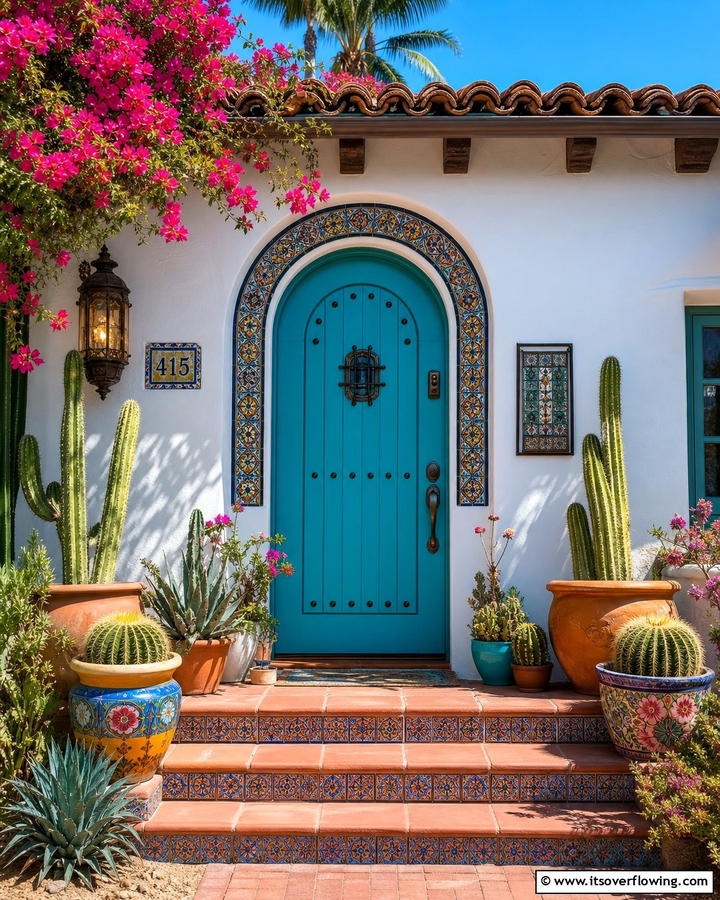 Bright Turquoise Pop - 21 Front Door Color Ideas to Boost Your Home’s Curb Appeal