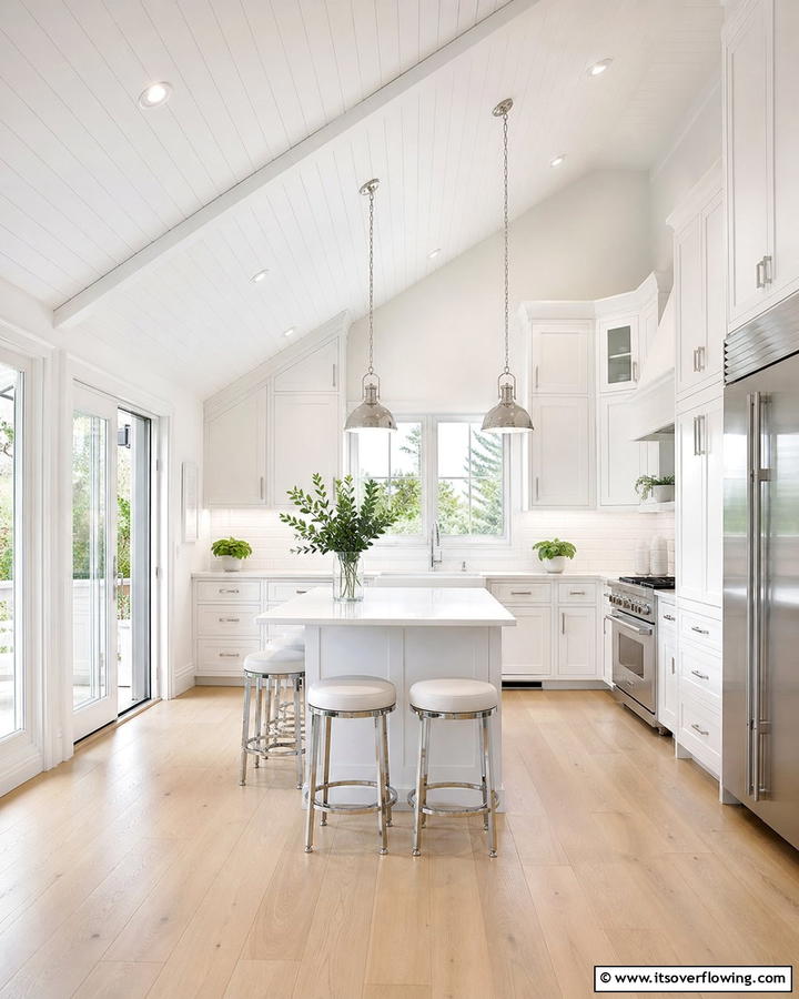 Bright White Palette - 20 Sloped Ceiling Kitchen Ideas for a Unique and Stylish Space