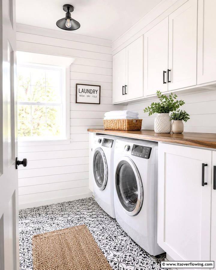 Bright White Shiplap Walls - 20 Shiplap Laundry Room Ideas for a Rustic and Charming Space