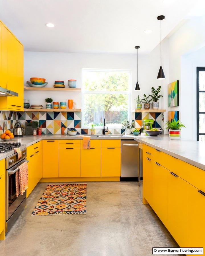 Bright Yellow Cabinets for a Splash of Energy - 25 Painting Kitchen Cabinet Ideas for a Fresh Look