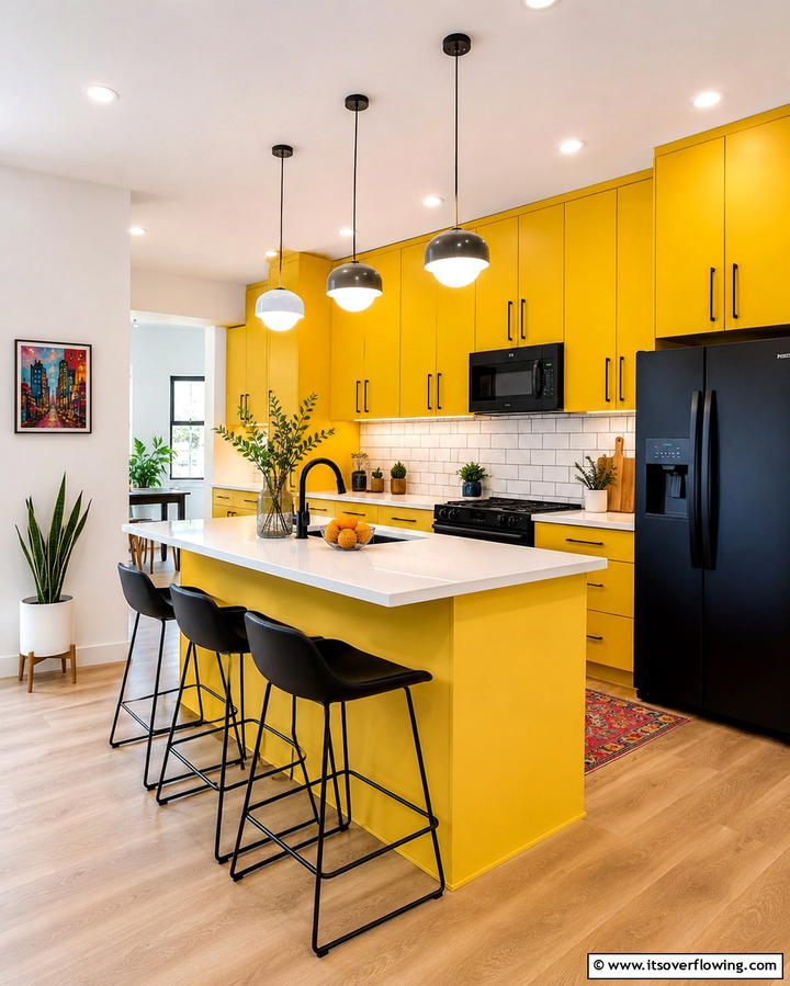 Bright Yellow Cabinets - 20 What Color Cabinets Go With Black Appliances