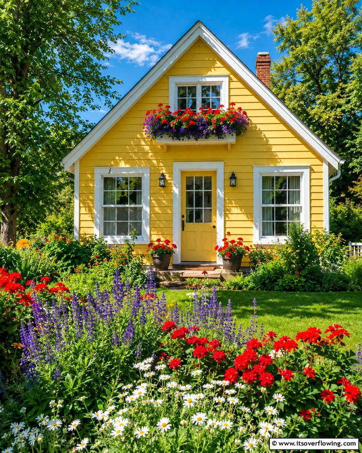 Bright Yellow Cottage Charm - 25 Yellow Exterior Home Ideas for a Bright Look