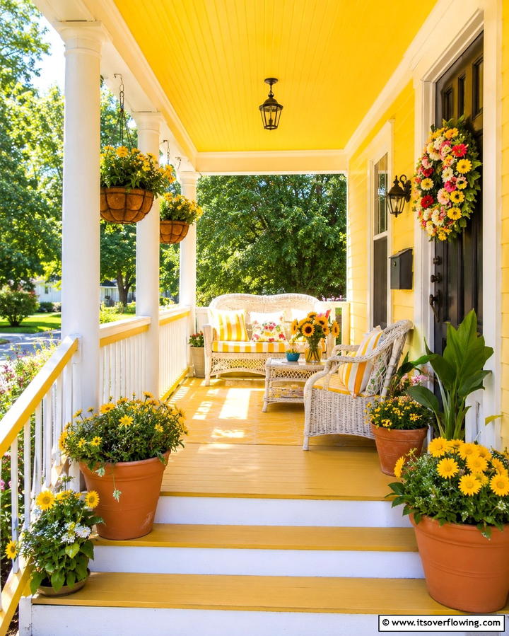 Bright Yellow for a Cheerful Look - 30 Porch Paint Color Ideas for Inviting Entryways
