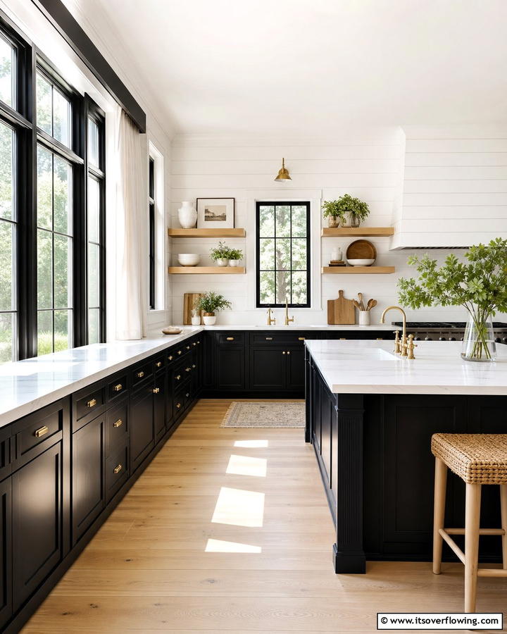 Bright and Airy Aesthetics - 21 Kitchens With Black Cabinets- Bold & Timeless Designs