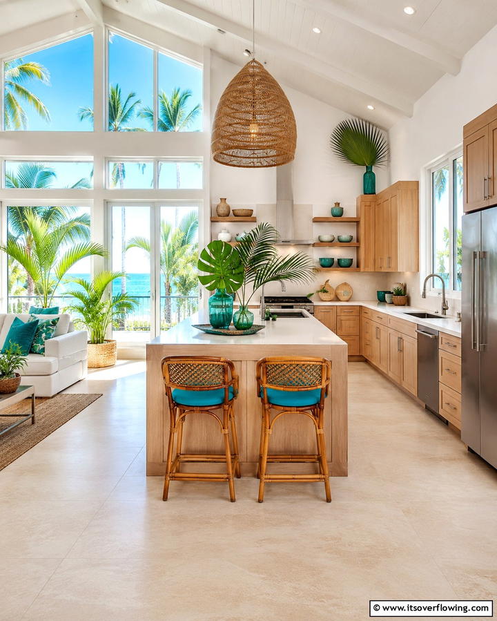 Bright and Airy Layout - 20 Tropical Kitchen Ideas for a Vibrant Look