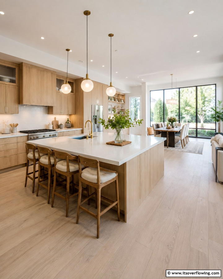Bright and Airy Open Concept - 30 White Oak Cabinet Kitchen Ideas for Timeless Style