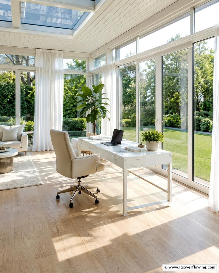 Bright and Airy Workspace - 20 Sunroom Office Ideas for a Productive Workspace