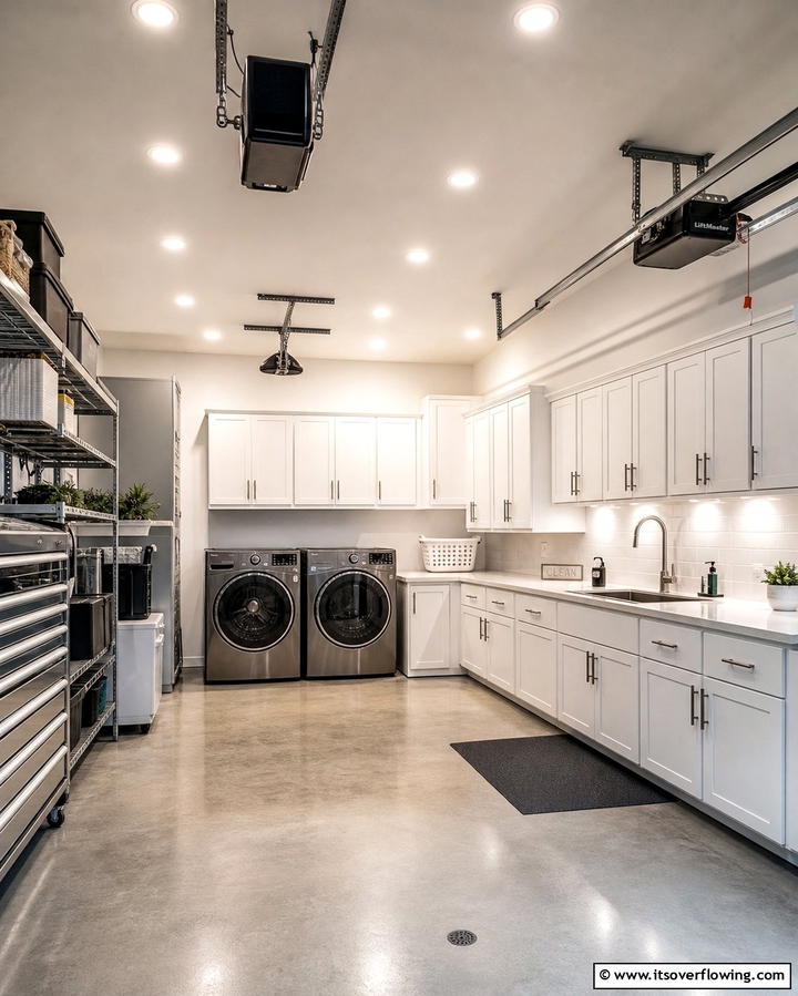 Bright and Functional Lighting - 25 Functional Garage Laundry Room Combo Ideas