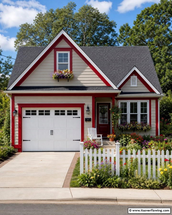 Brightly Colored Trim - 20 Exterior Garage Door Trim Ideas to Boost Curb Appeal