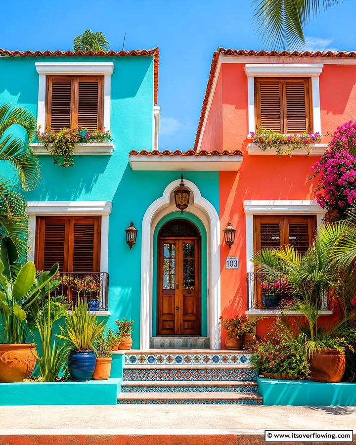 Brightly Painted Facades - 25 Boho House Exterior Ideas for a Unique and Colorful Look