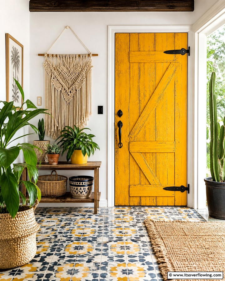 Brightly Painted Rustic Doors - 25 Rustic Front Door Ideas to Welcome Guests in Style