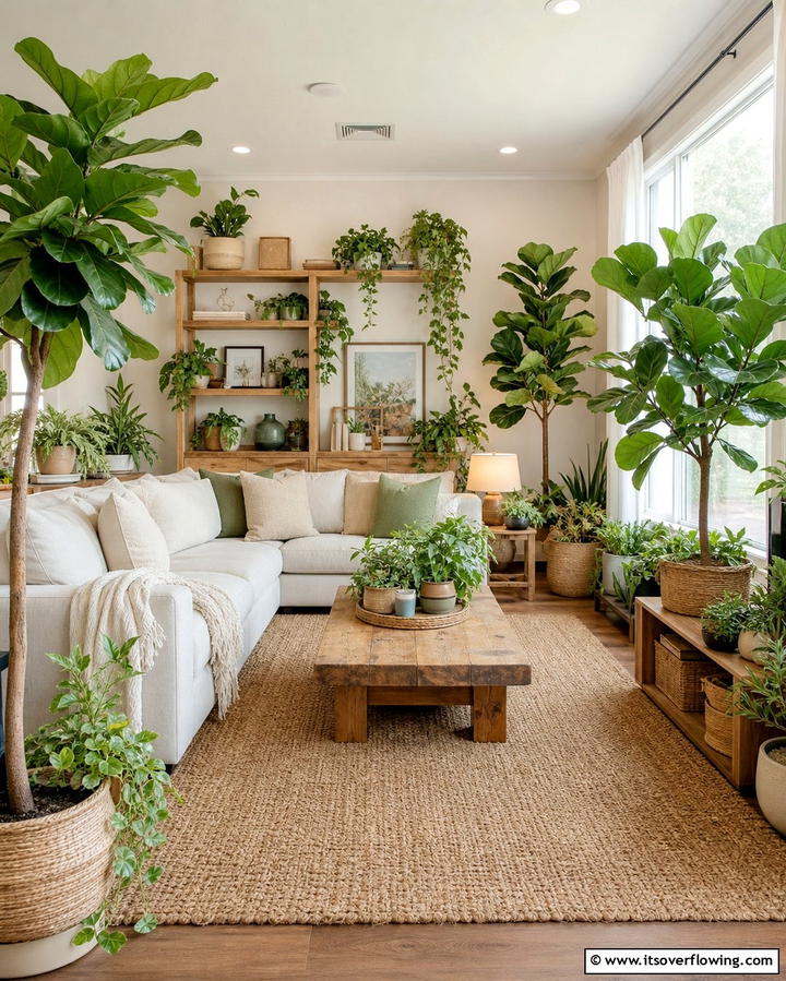 Bring in Potted Plants - 25 Earthy Living Room Decor Ideas for a Cozy Ambiance