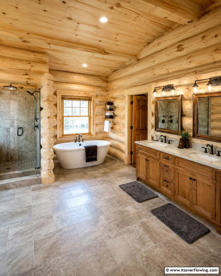 Bronze Faucets - 25 Log Cabin Bathroom Ideas for a Rustic and Relaxing Retreat