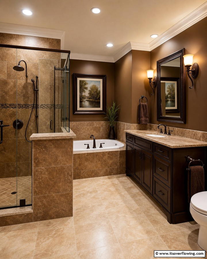 Bronze Fixtures for Elegance - 25 Brown Bathroom Ideas for a Warm and Inviting Space