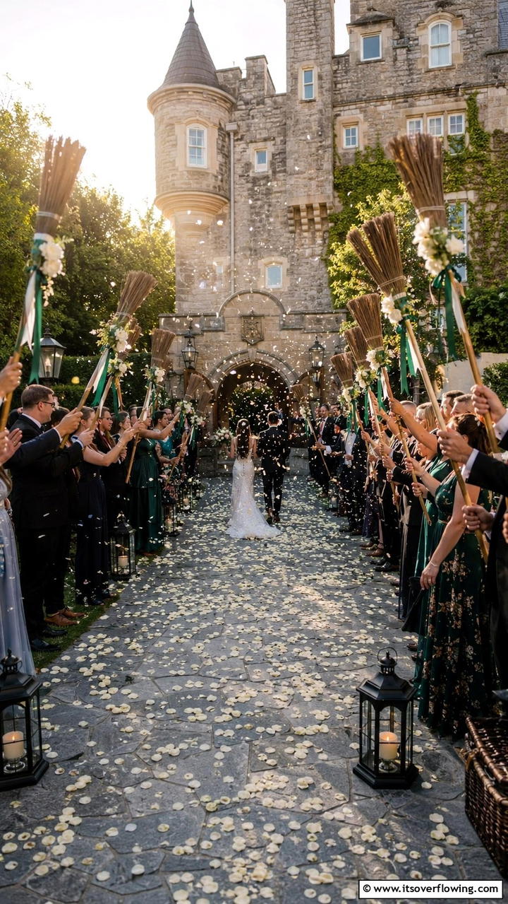 Broomstick Send Off Spectacle - 30 Harry Potter Wedding Ideas- Enchanting Themed Celebrations