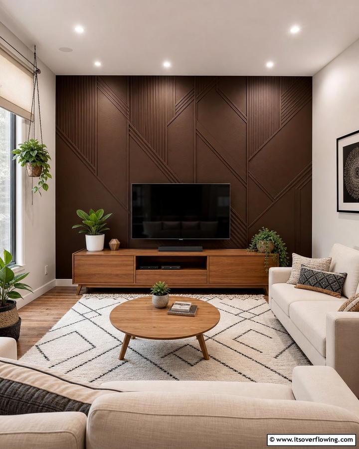 Brown Accent Walls for a Bold Statement - 25 Brown Living Room Ideas for Warm and Cozy Vibes