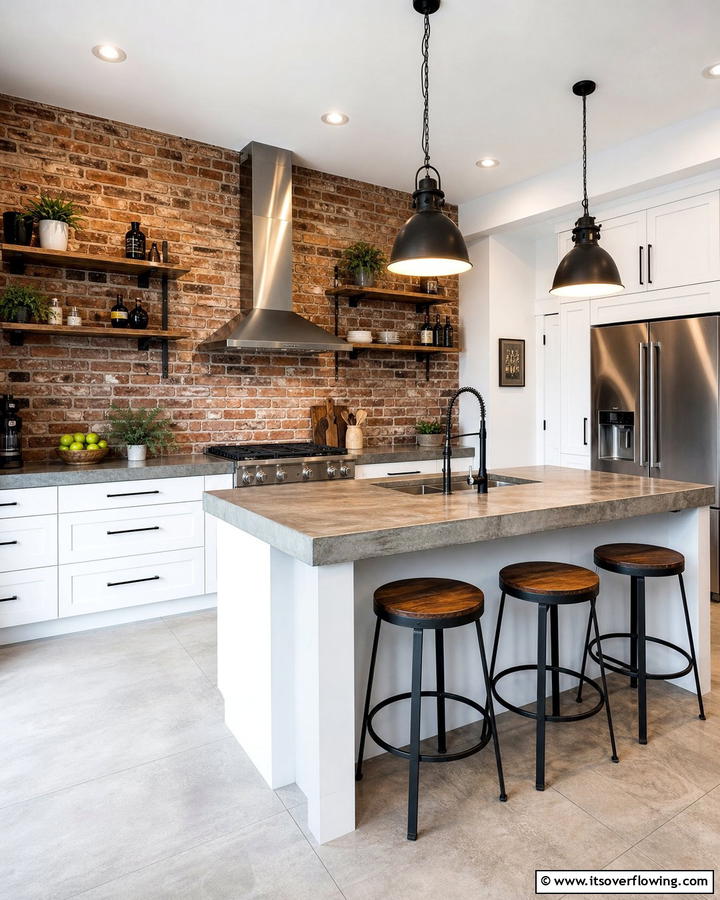 Brown Brick Walls - 20 Brown Kitchen Ideas to Create a Cozy and Stylish Space