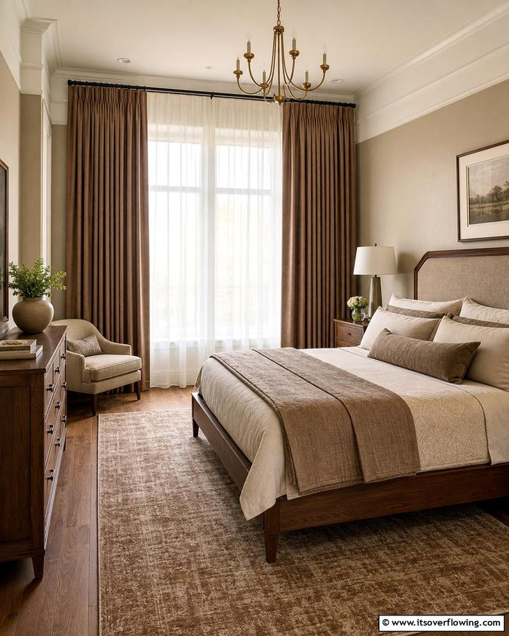Brown Curtains or Drapes - 25 Brown Bedroom Ideas for a Warm and Cozy Atmosphere