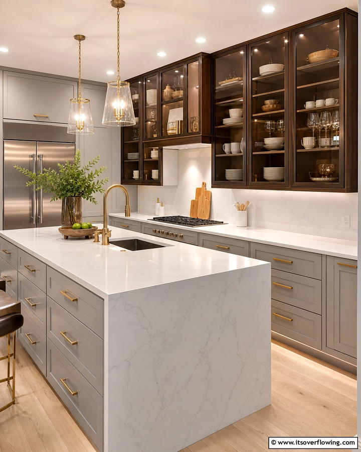 Brown Glass Cabinet Doors - 20 Brown Kitchen Ideas to Create a Cozy and Stylish Space