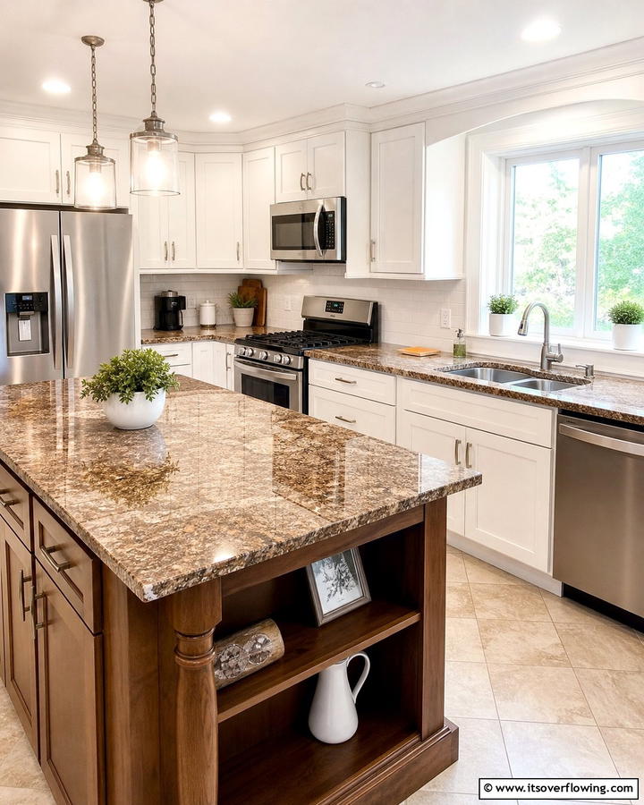 Brown Granite Countertops - 20 Brown Kitchen Ideas to Create a Cozy and Stylish Space