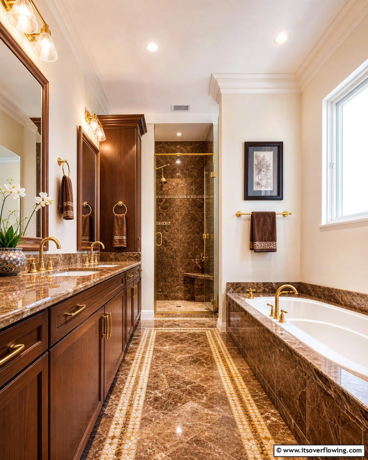 Brown Granite with Gold Fixtures - 20 Elegant Brown Granite Bathroom Ideas for a Luxurious Look