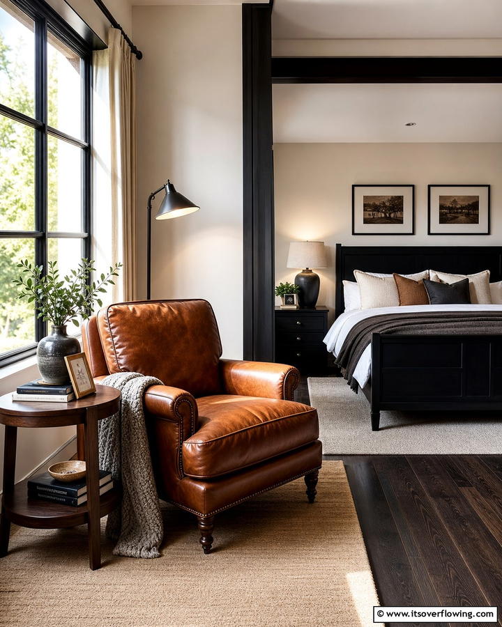 Brown Leather Accent Chairs - 20 Black and Brown Bedroom Ideas for a Cozy Retreat