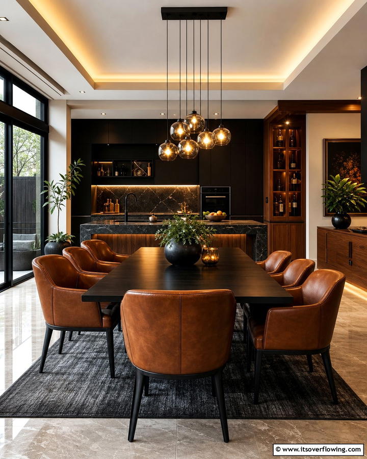 Brown Leather Chairs - 25 Black and Brown Kitchen Ideas for a Bold Look