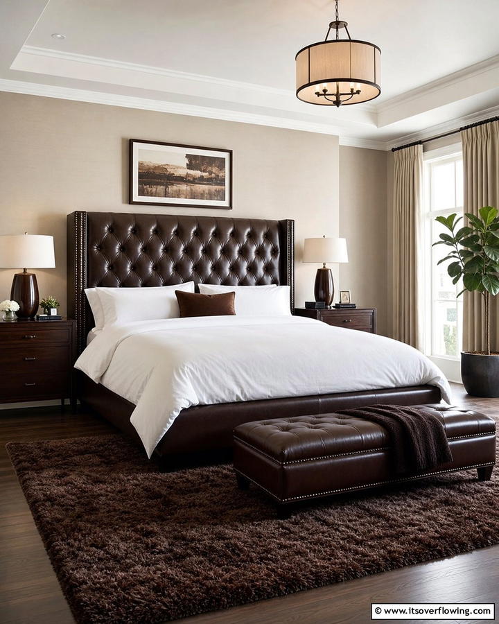 Brown Leather Headboard - 25 Brown Bedroom Ideas for a Warm and Cozy Atmosphere