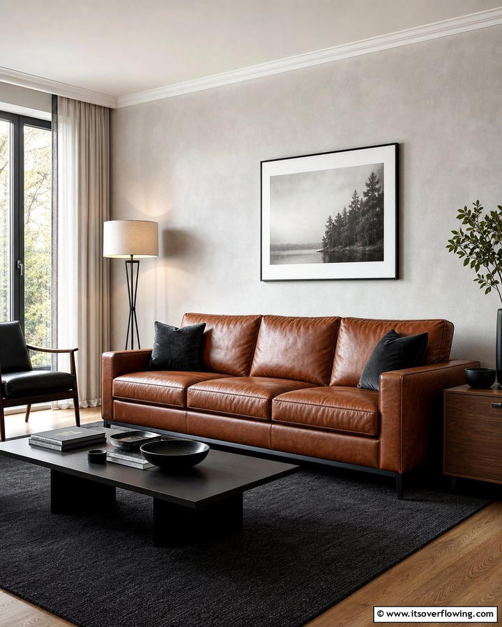 Brown Leather Sofas for Timeless Elegance - 25 Chic Black and Brown Living Room Ideas for Modern Homes