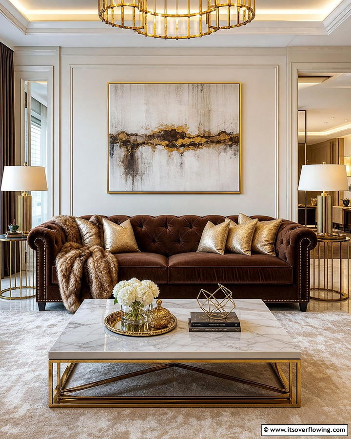 Brown Velvet Sofas for Luxurious Comfort - 25 Brown Living Room Ideas for Warm and Cozy Vibes