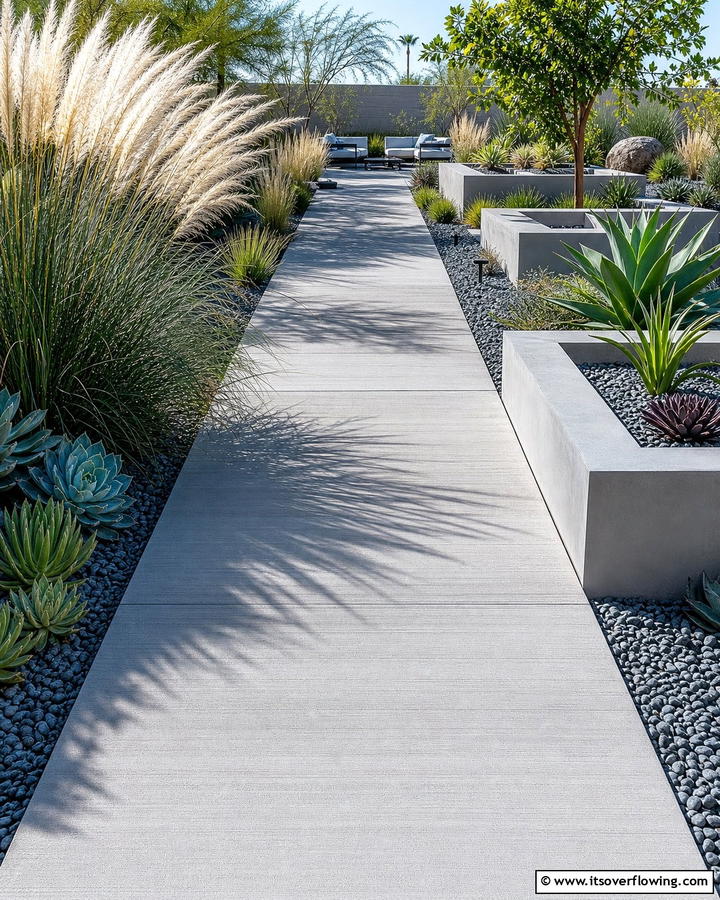 Brushed Concrete for a Sleek Finish - 20 Durable Concrete Walkway Ideas for Your Garden