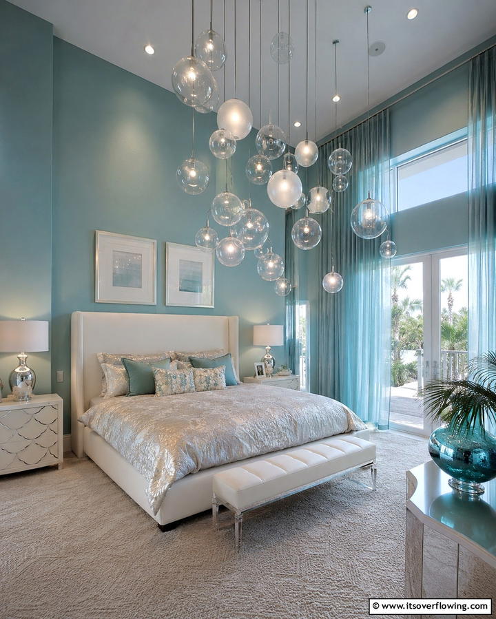 Bubble Pendant Lighting - 20 Underwater Mermaid Bedroom Ideas for Fantasy