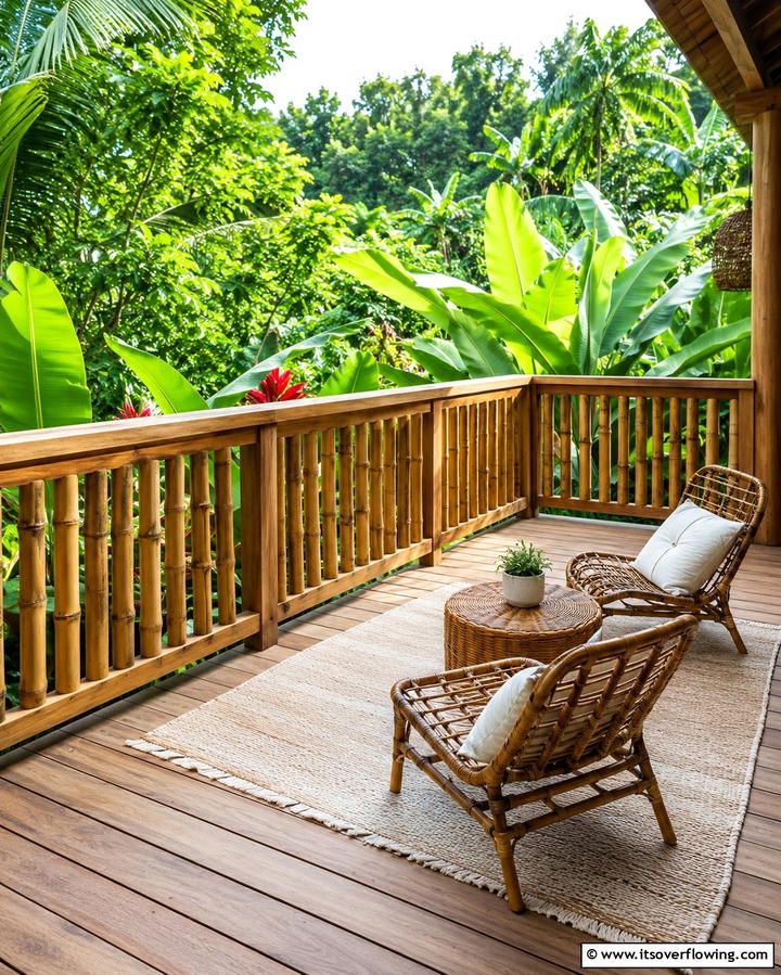 Budget Bamboo Balustrades - 30 Budget-Friendly Backyard Deck Ideas for Stylish Outdoor Living