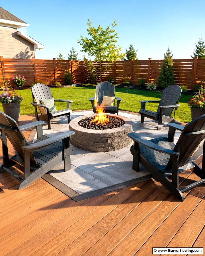 Budget Fire Pit Feature - 30 Budget-Friendly Backyard Deck Ideas for Stylish Outdoor Living