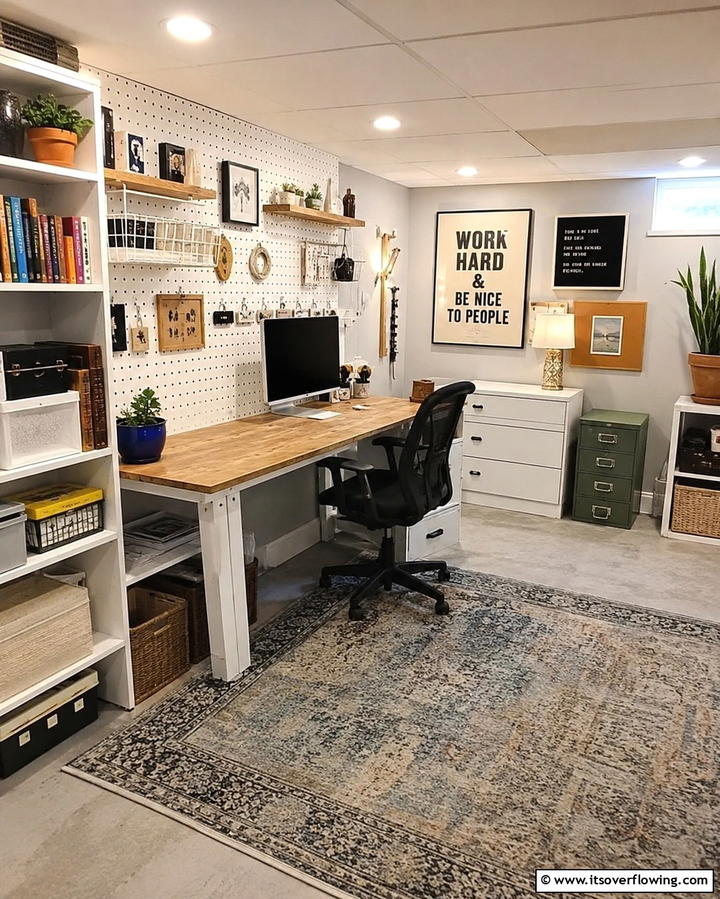 Budget Friendly Home Office - 30 Basement Office Ideas for Productive Below-Ground Workspaces
