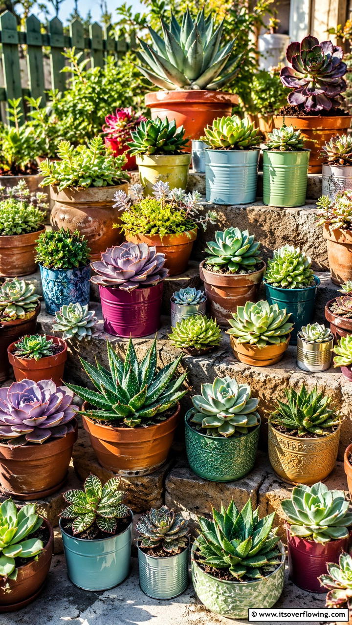 Budget Friendly Succulent Display - 30 Budget Small Garden Ideas to Transform Outdoor Space