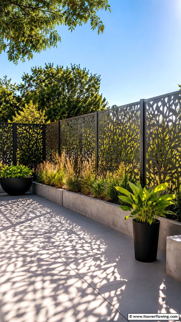 Budget Laser Cut Metal Screen - 30 Cheap Privacy Fence Ideas- Affordable Outdoor Seclusion