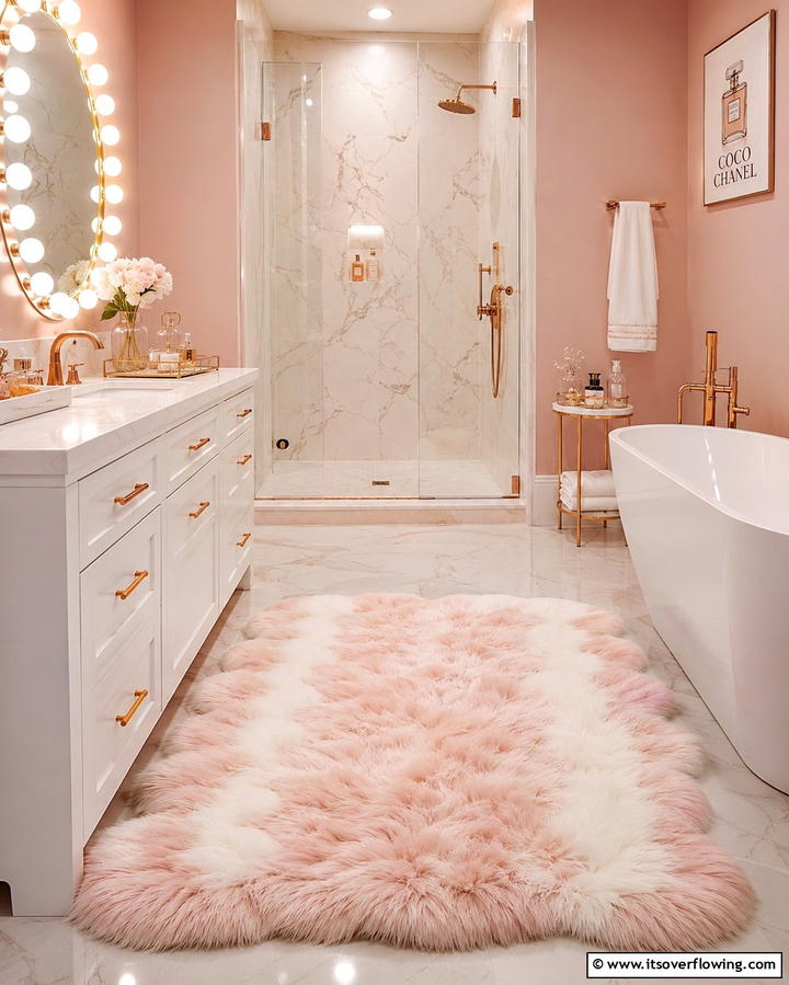 Budget Luxe Faux Fur Rug - 30 Bathroom Rug Ideas for Softness and Style Underfoot