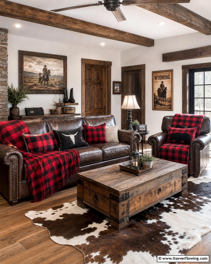 Buffalo Plaid Throws - 20 Creative Cowboy Room Decor Ideas for a Rustic Look