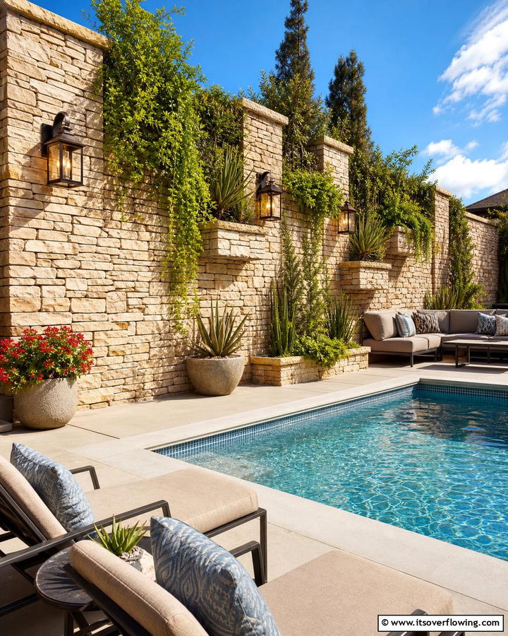 Build a Stone or Brick Wall - 20 Pool Privacy Ideas to Enhance Your Outdoor Space