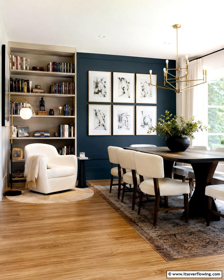 Built In Banquette Seating with Shelves - 25 Library Dining Room Combo Ideas for Book Lovers