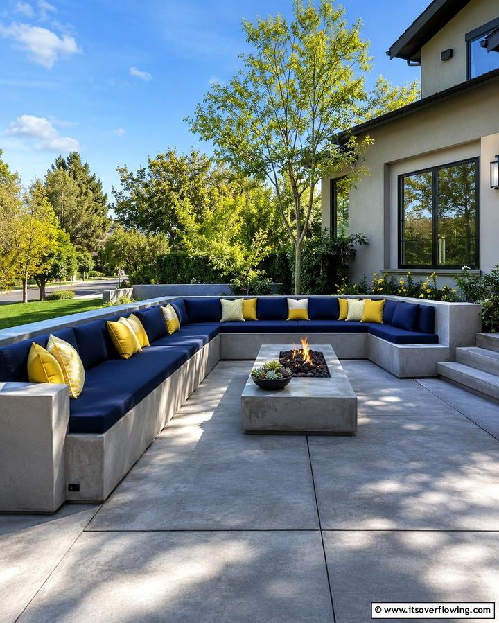 Built In Bench Seating - 25 Front Yard Patio Ideas to Enhance Your Outdoor Space