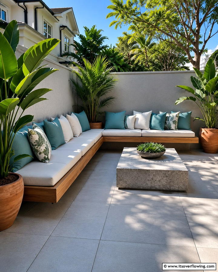 Built In Bench Seating - 30 Space-Saving Townhouse Backyard Design Ideas
